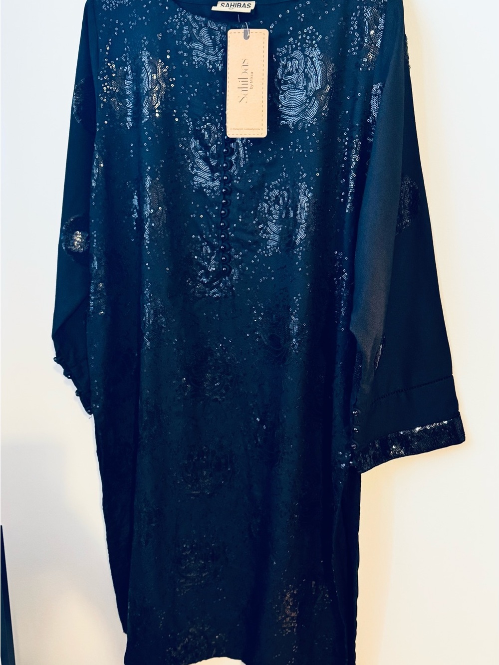 Black long sleeve Kurta with sequins - NWT